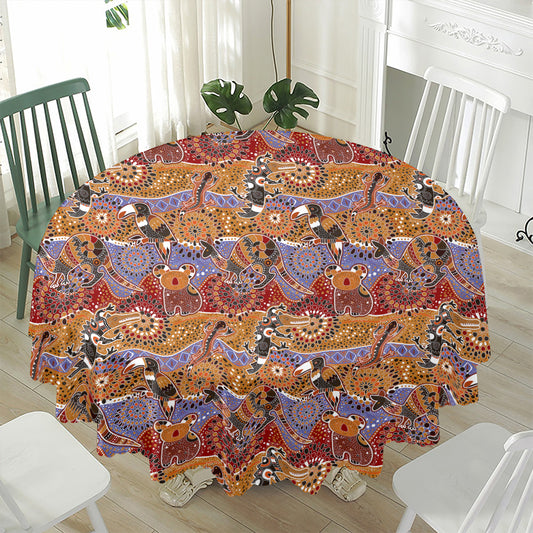 Australian Animals Pattern Print Waterproof Round Tablecloth
