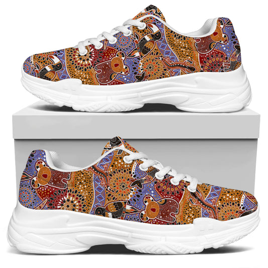 Australian Animals Pattern Print White Chunky Shoes