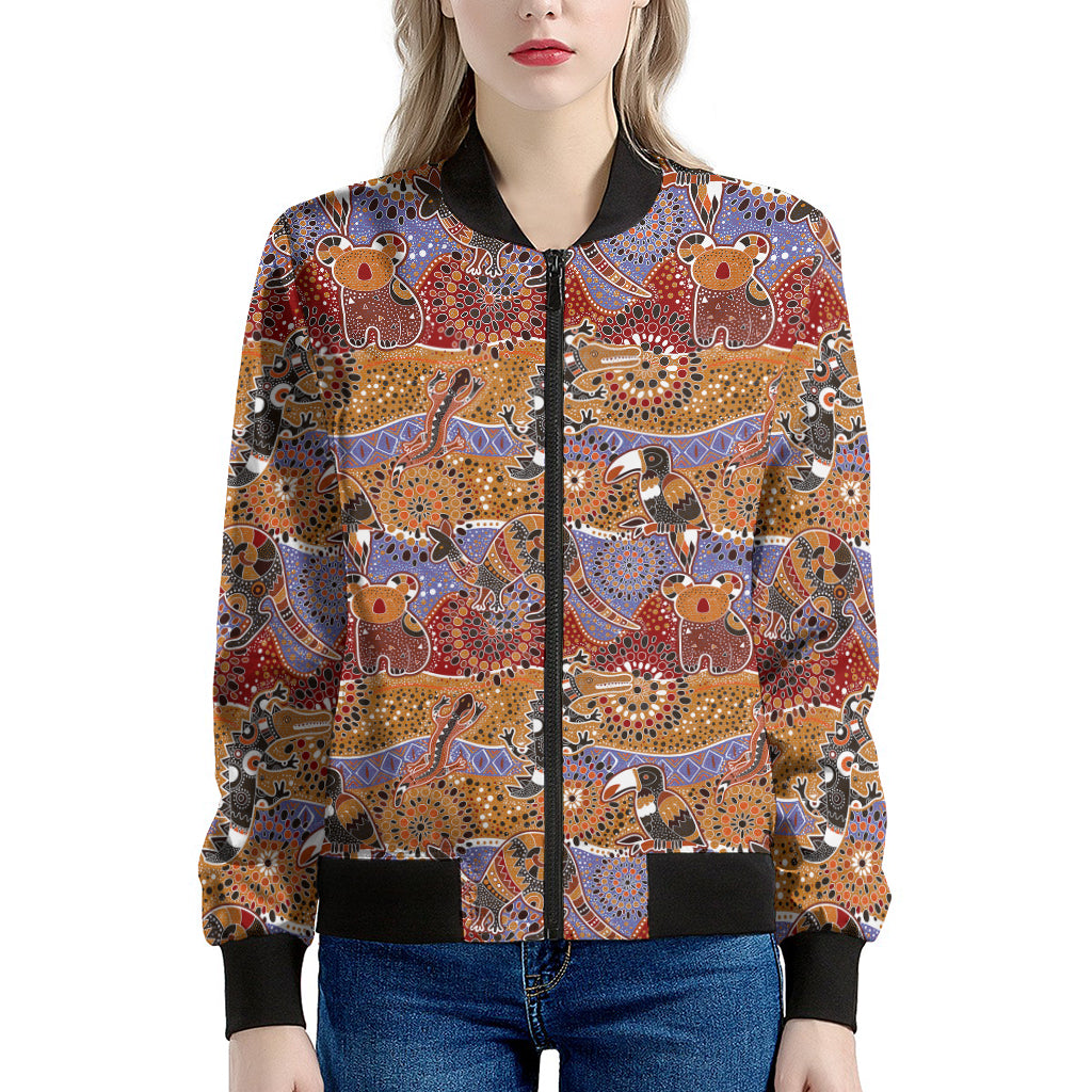 Australian Animals Pattern Print Women's Bomber Jacket
