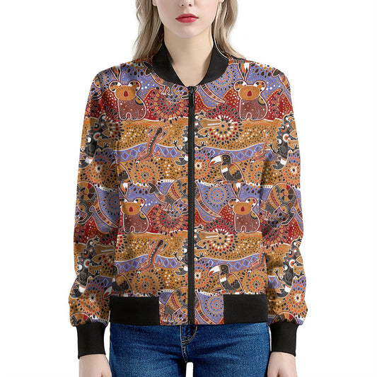 Australian Animals Pattern Print Women's Bomber Jacket