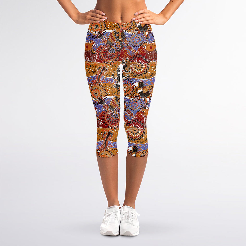 Australian Animals Pattern Print Women's Capri Leggings