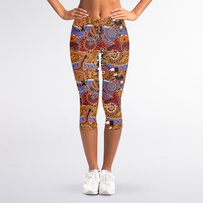 Australian Animals Pattern Print Women's Capri Leggings