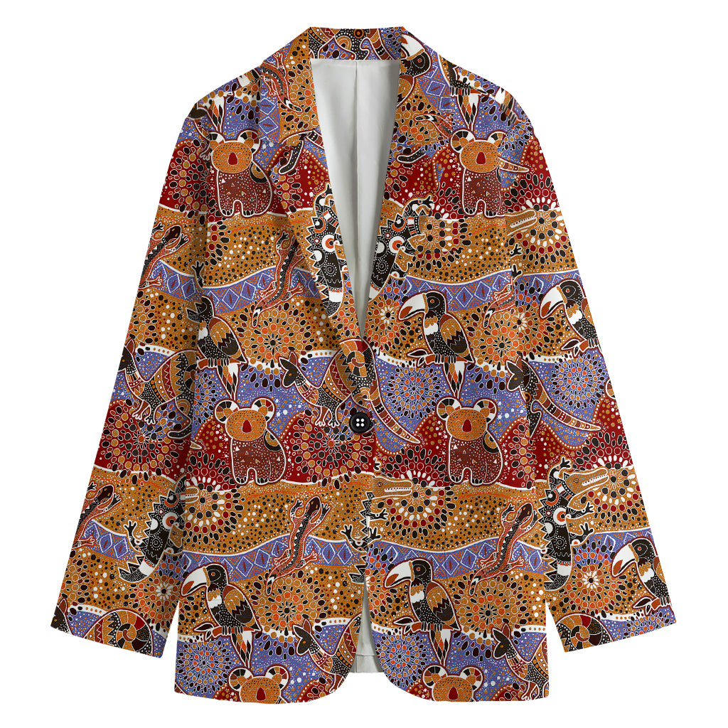 Australian Animals Pattern Print Women's Cotton Blazer