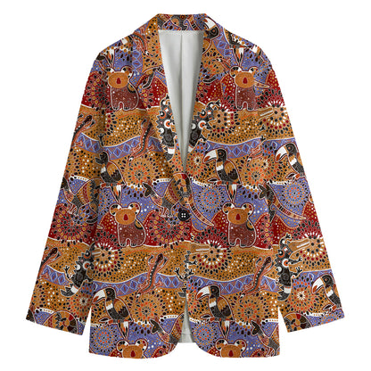 Australian Animals Pattern Print Women's Cotton Blazer