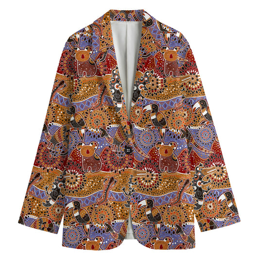 Australian Animals Pattern Print Women's Cotton Blazer