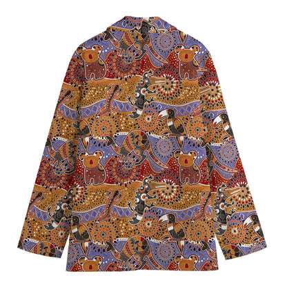 Australian Animals Pattern Print Women's Cotton Blazer