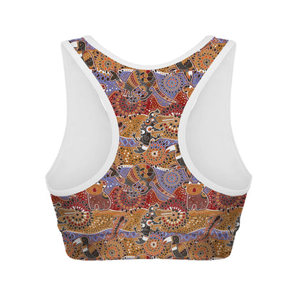 Australian Animals Pattern Print Women's Sports Bra