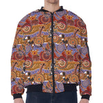 Australian Animals Pattern Print Zip Sleeve Bomber Jacket