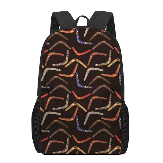 Australian Boomerang Pattern Print 17 Inch Backpack