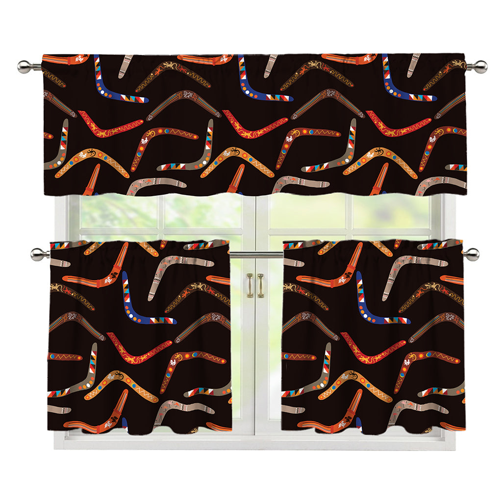 Australian Boomerang Pattern Print 3 Piece Kitchen Curtains