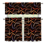 Australian Boomerang Pattern Print 3 Piece Kitchen Curtains