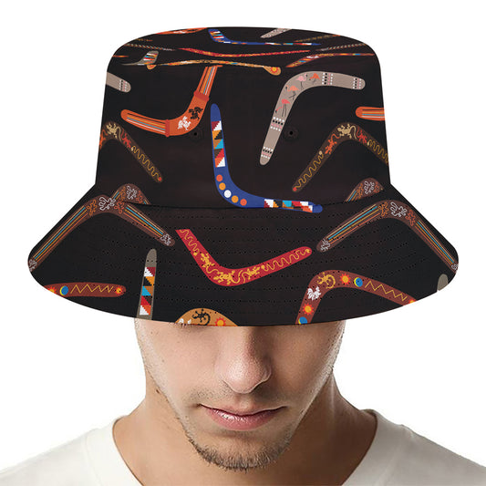 Australian Boomerang Pattern Print Bucket Hat