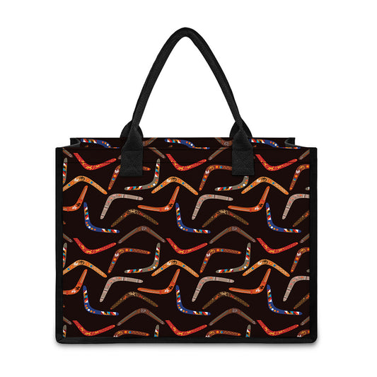 Australian Boomerang Pattern Print Canvas Tote Bag