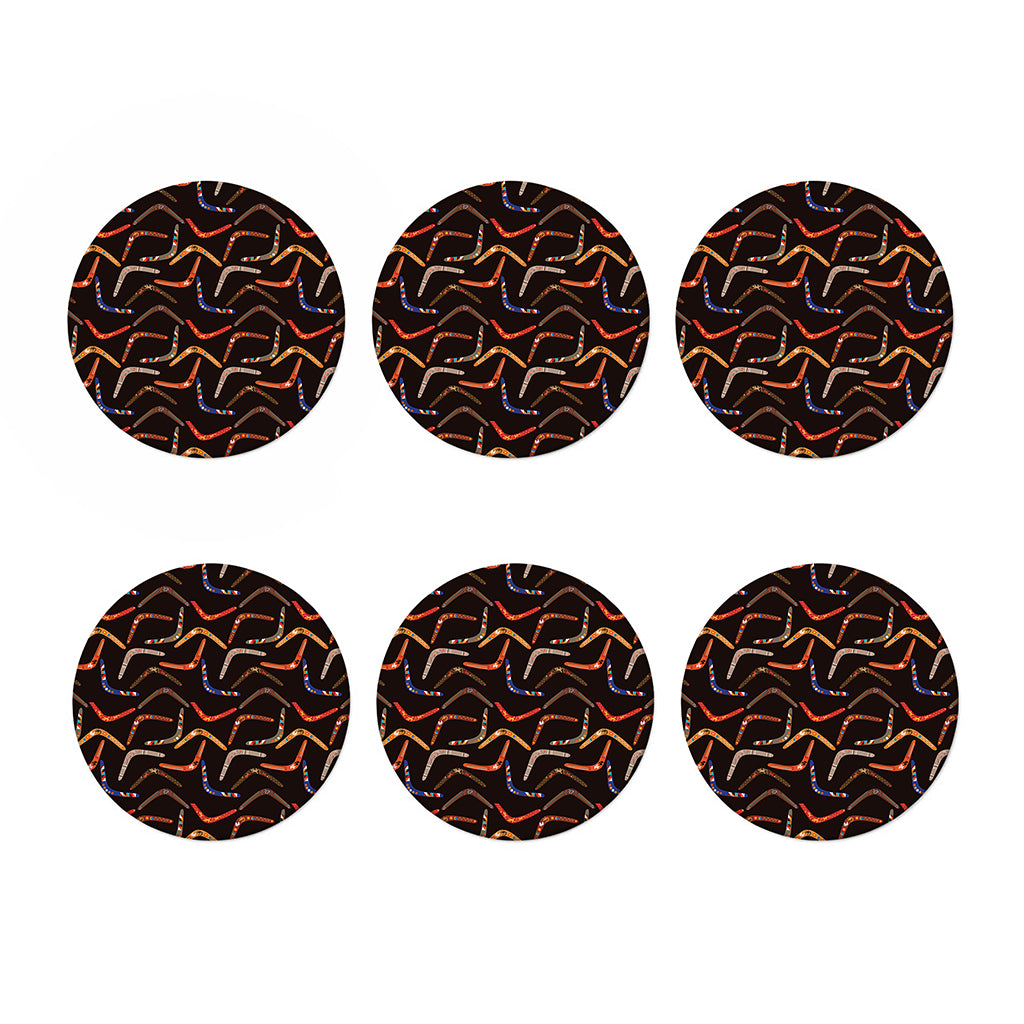 Australian Boomerang Pattern Print Coaster Set