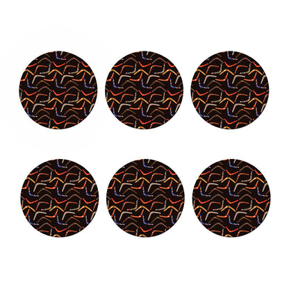 Australian Boomerang Pattern Print Coaster Set