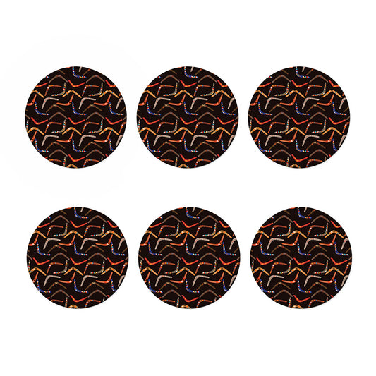 Australian Boomerang Pattern Print Coaster Set