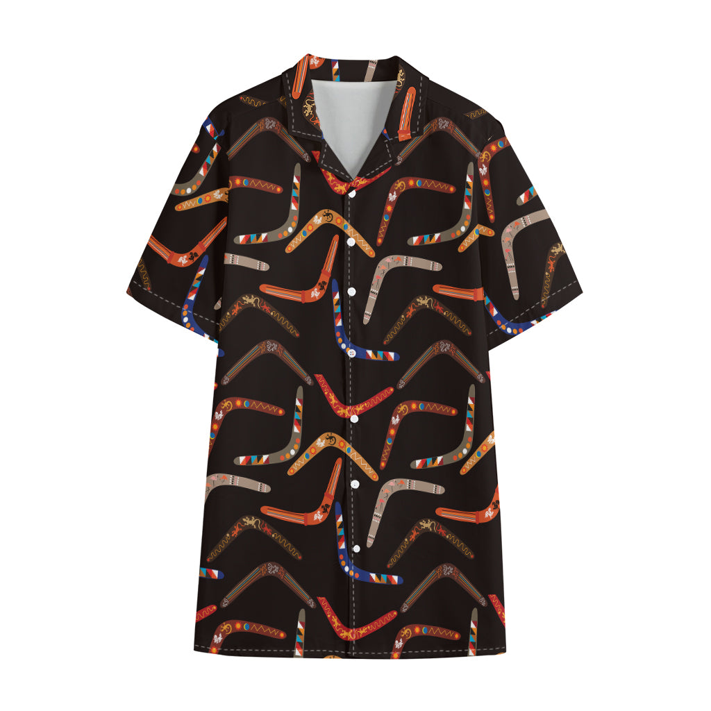 Australian Boomerang Pattern Print Cotton Hawaiian Shirt