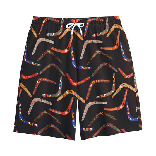 Australian Boomerang Pattern Print Cotton Shorts