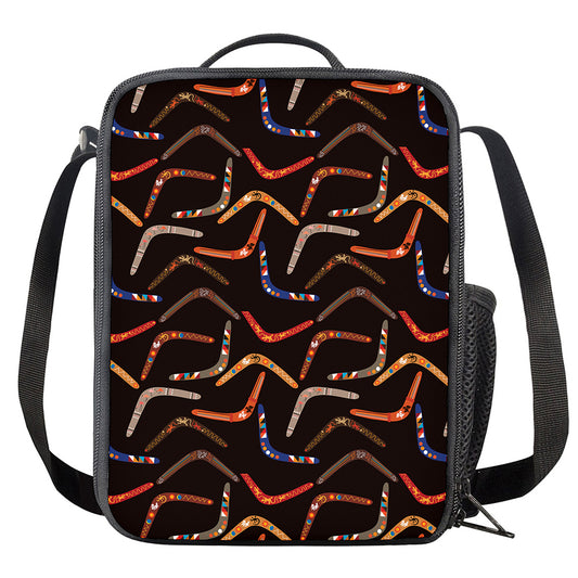 Australian Boomerang Pattern Print Crossbody Lunch Bag