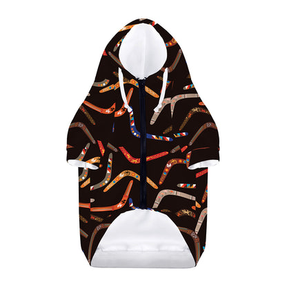 Australian Boomerang Pattern Print Dog Zip Up Hoodie