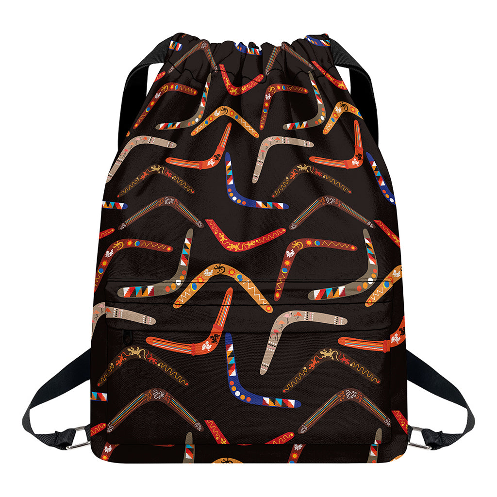 Australian Boomerang Pattern Print Drawstring Backpack