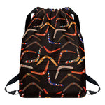 Australian Boomerang Pattern Print Drawstring Backpack