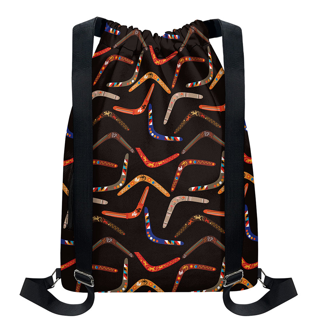 Australian Boomerang Pattern Print Drawstring Backpack