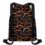 Australian Boomerang Pattern Print Drawstring Backpack