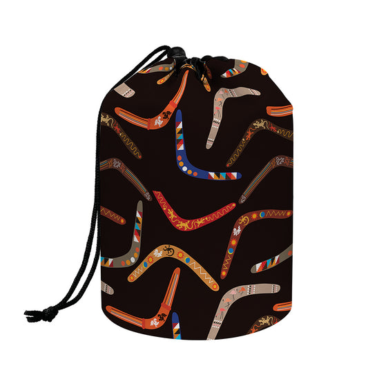 Australian Boomerang Pattern Print Drawstring Makeup Bag