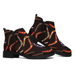 Australian Boomerang Pattern Print Flat Ankle Boots