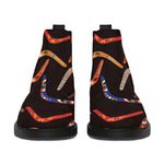 Australian Boomerang Pattern Print Flat Ankle Boots