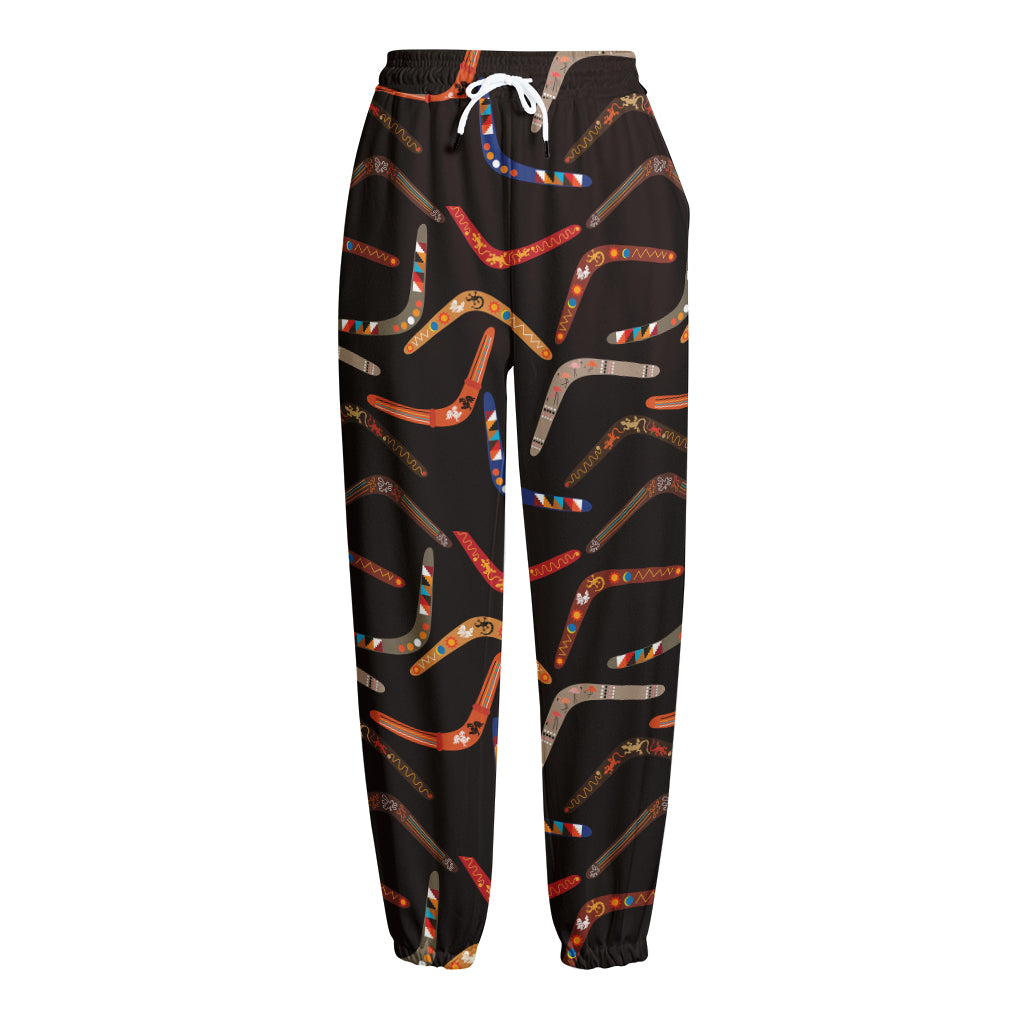 Australian Boomerang Pattern Print Fleece Lined Knit Pants