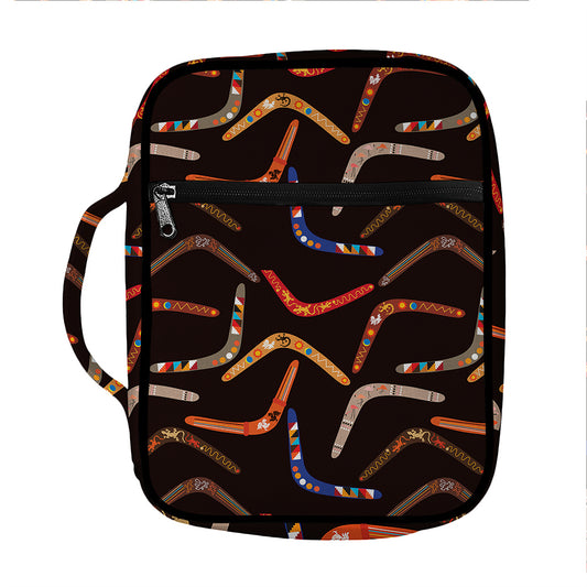 Australian Boomerang Pattern Print Front Pocket Bible Bag