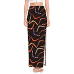 Australian Boomerang Pattern Print High Slit Maxi Skirt