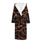 Australian Boomerang Pattern Print Hooded Bathrobe