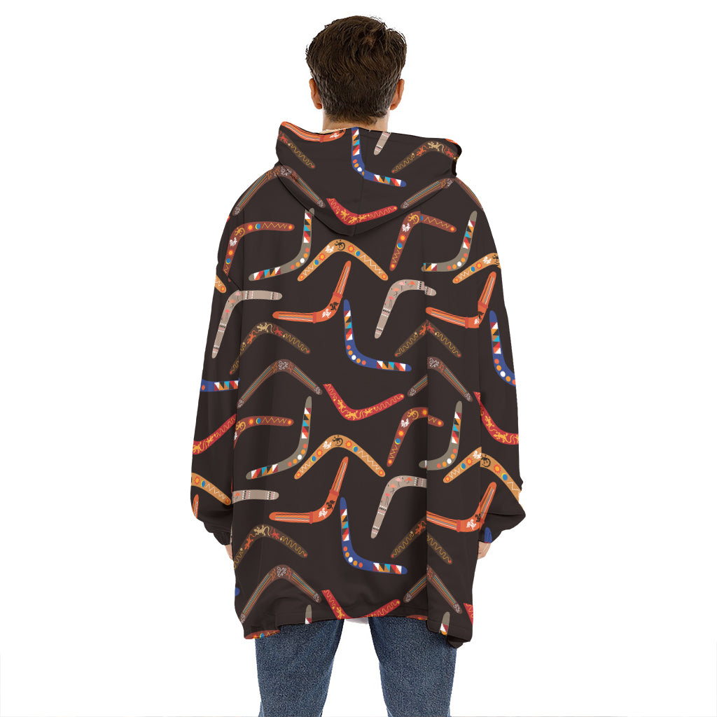 Australian Boomerang Pattern Print Hoodie Blanket