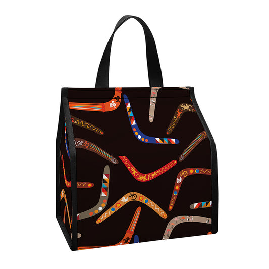 Australian Boomerang Pattern Print Insulated Lunch Tote