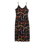 Australian Boomerang Pattern Print Jersey Midi Cami Dress