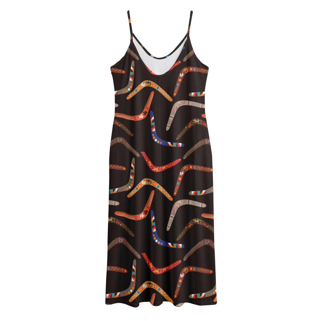 Australian Boomerang Pattern Print Jersey Midi Cami Dress