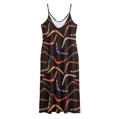 Australian Boomerang Pattern Print Jersey Midi Cami Dress