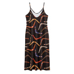 Australian Boomerang Pattern Print Jersey Midi Cami Dress