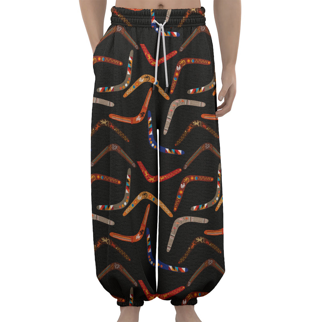 Australian Boomerang Pattern Print Lantern Pants