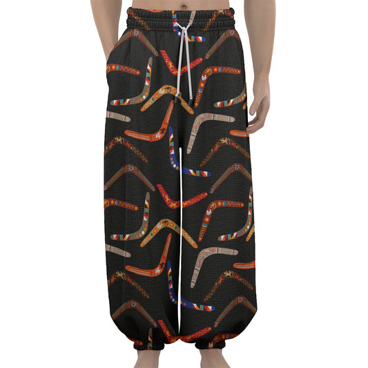 Australian Boomerang Pattern Print Lantern Pants