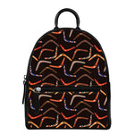 Australian Boomerang Pattern Print Leather Backpack