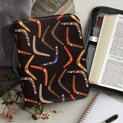 Australian Boomerang Pattern Print Leather Bible Cover