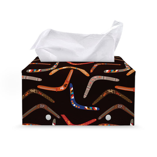 Australian Boomerang Pattern Print Leather Tissue Box Cover