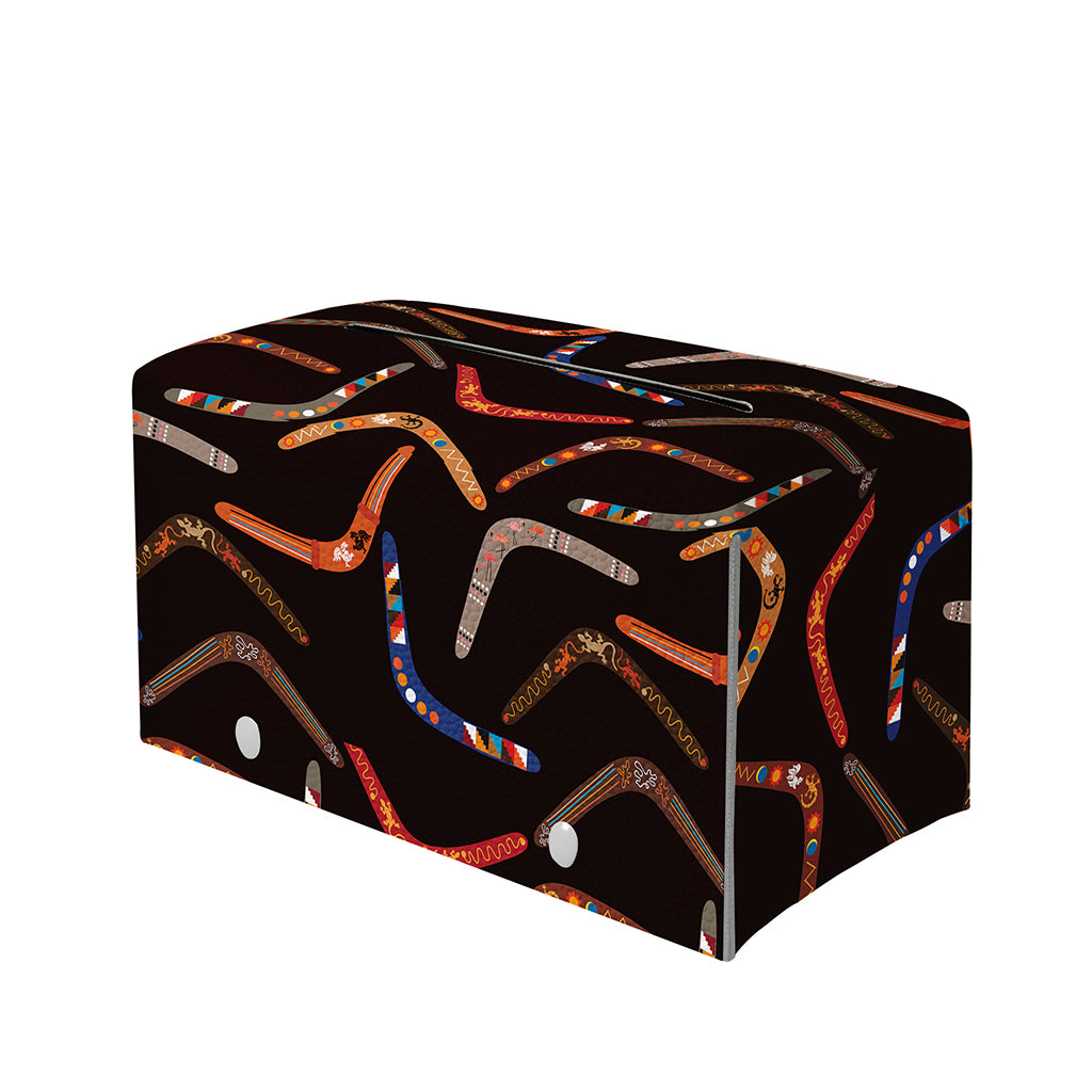 Australian Boomerang Pattern Print Leather Tissue Box Cover