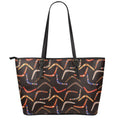 Australian Boomerang Pattern Print Leather Tote Bag With Zipper