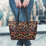 Australian Boomerang Pattern Print Leather Tote Bag