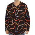 Australian Boomerang Pattern Print Long Sleeve Baseball Jersey